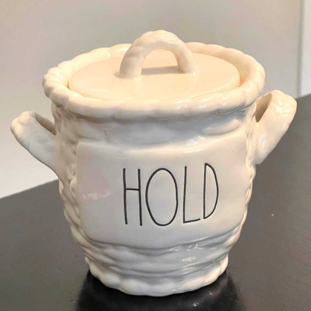 Rae Dunn HOLD Small Woven Basket Style Canister